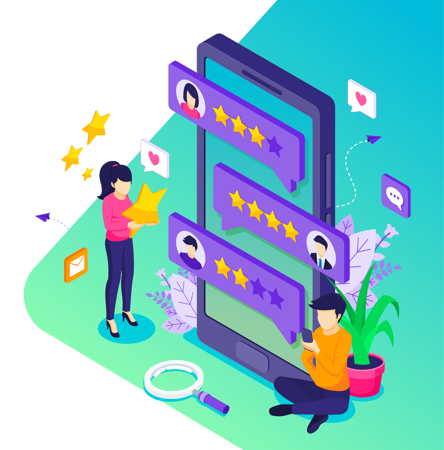 Graphics image of communicating with customers